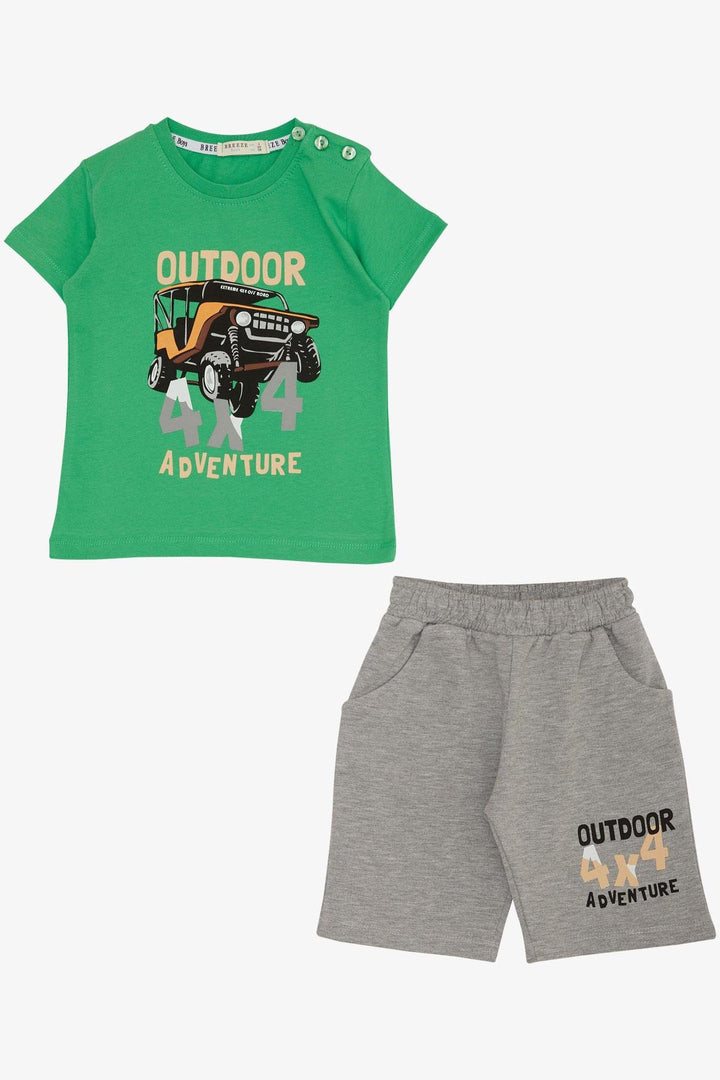 BRE Breeze Boys' Shorts Set Adventure Themed Car Printed 1.5-5 Years, Green - Rochester