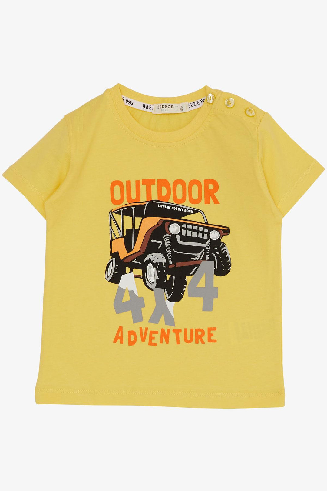 BRE Breeze Boys' Shorts Set Adventure Themed Car Printed 1.5-5 Years, Yellow - Pleasant Hill