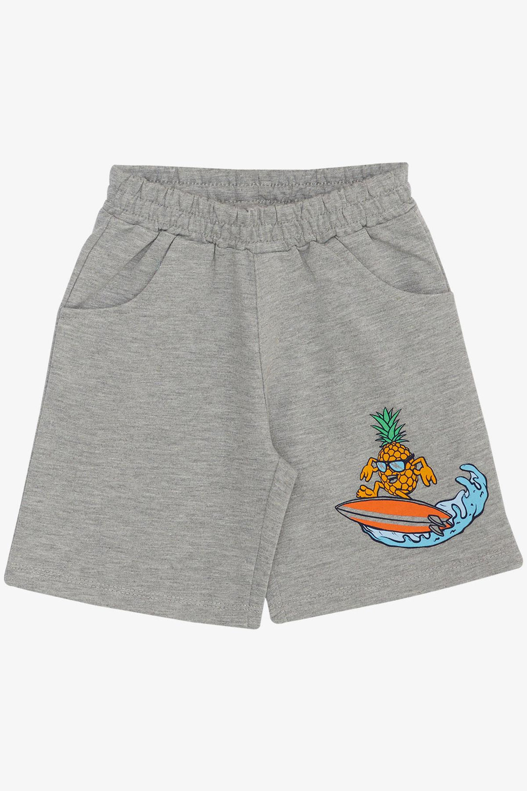 BRE Breeze Boys' Shorts Set Summer Themed Surfer Pineapple Printed 3-7 Years, Light Blue - Wavre