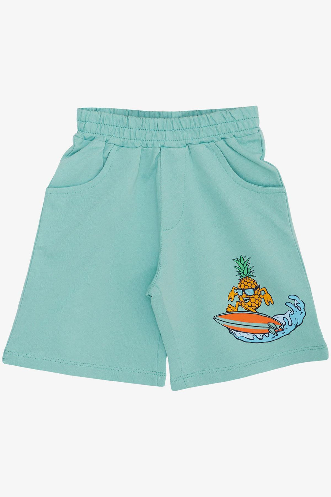 BRE Breeze Boys' Shorts Set Summer Themed Surfer Pineapple Printed 3-8 Years, Ecru - La Barca