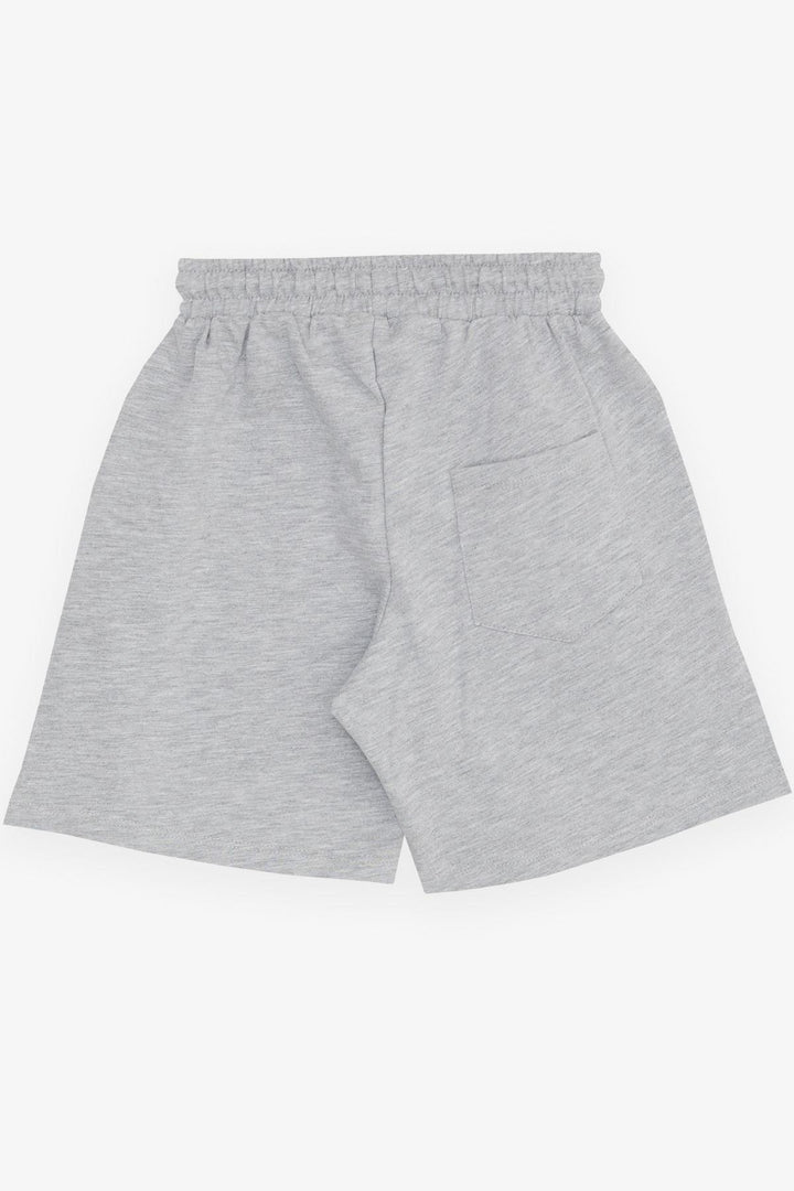 BRE Breeze Girls & Boys Boys' Shorts with Printed Writing, Drawstring, Pocketed, Elastic Waistband, 84 Years, Light Grey Melange - Southend