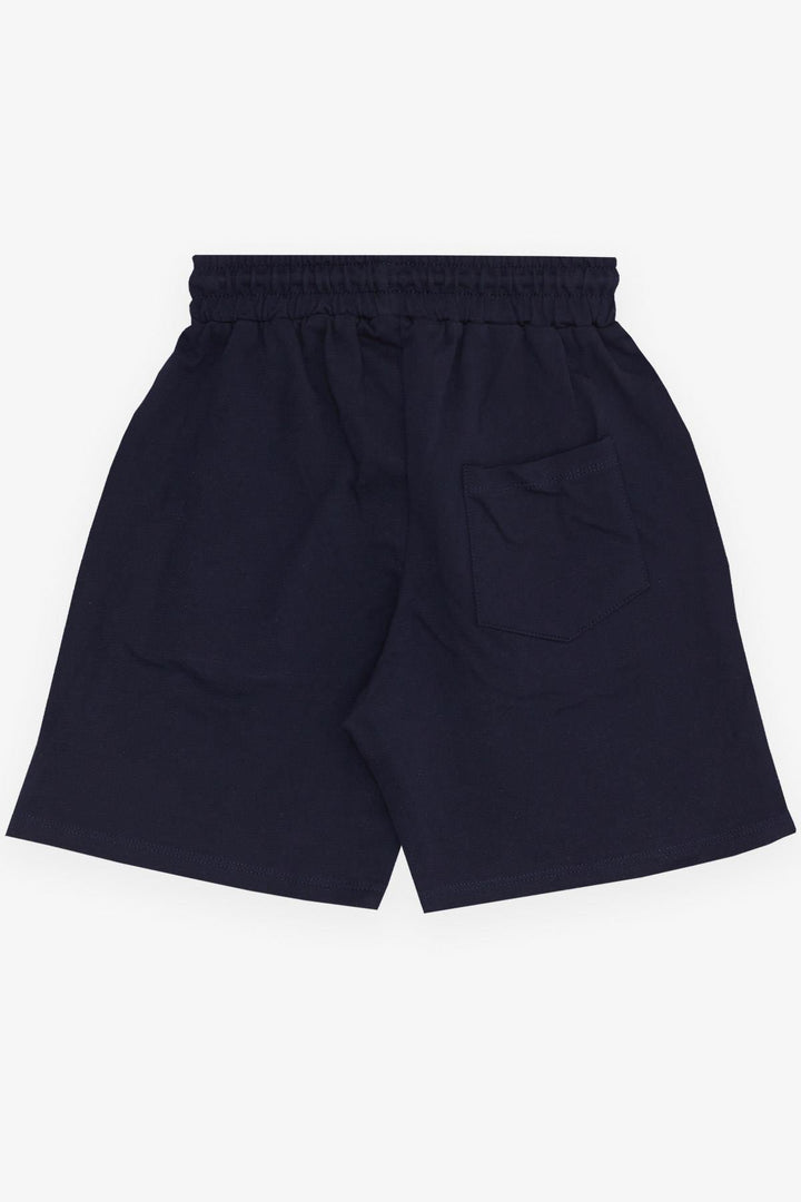 BRE Breeze Girls & Boys Boys' Shorts with Printed Writing, Drawstring, Pocketed, Elastic Waistband, 84 Years, Navy Blue - Sumter