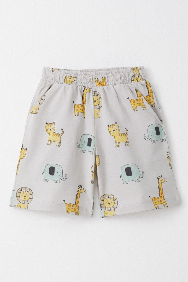 BRE Breeze Boys' Short Pajama Set with Cute Animal Print, 1.5-5 Years, Grey - Saint-Nazaire