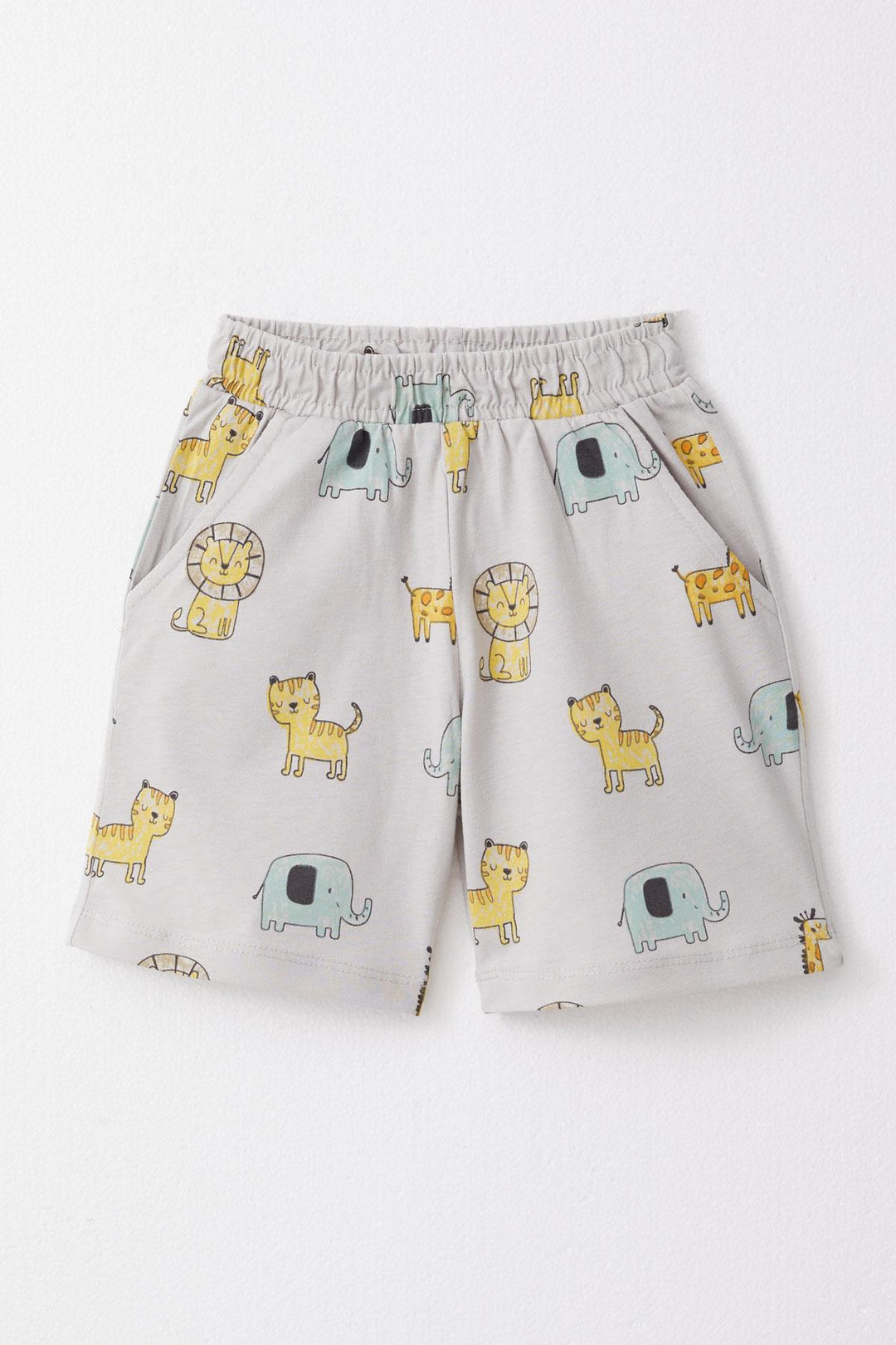 BRE Breeze Boys' Short Pajama Set with Cute Animal Print, 1.5-5 Years, Grey - San Andrés Tuxtla