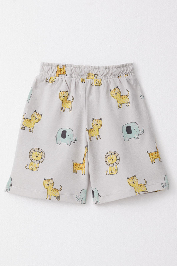 BRE Breeze Boys' Short Pajama Set with Cute Animal Print, 1.5-5 Years, Grey - Saint-Nazaire