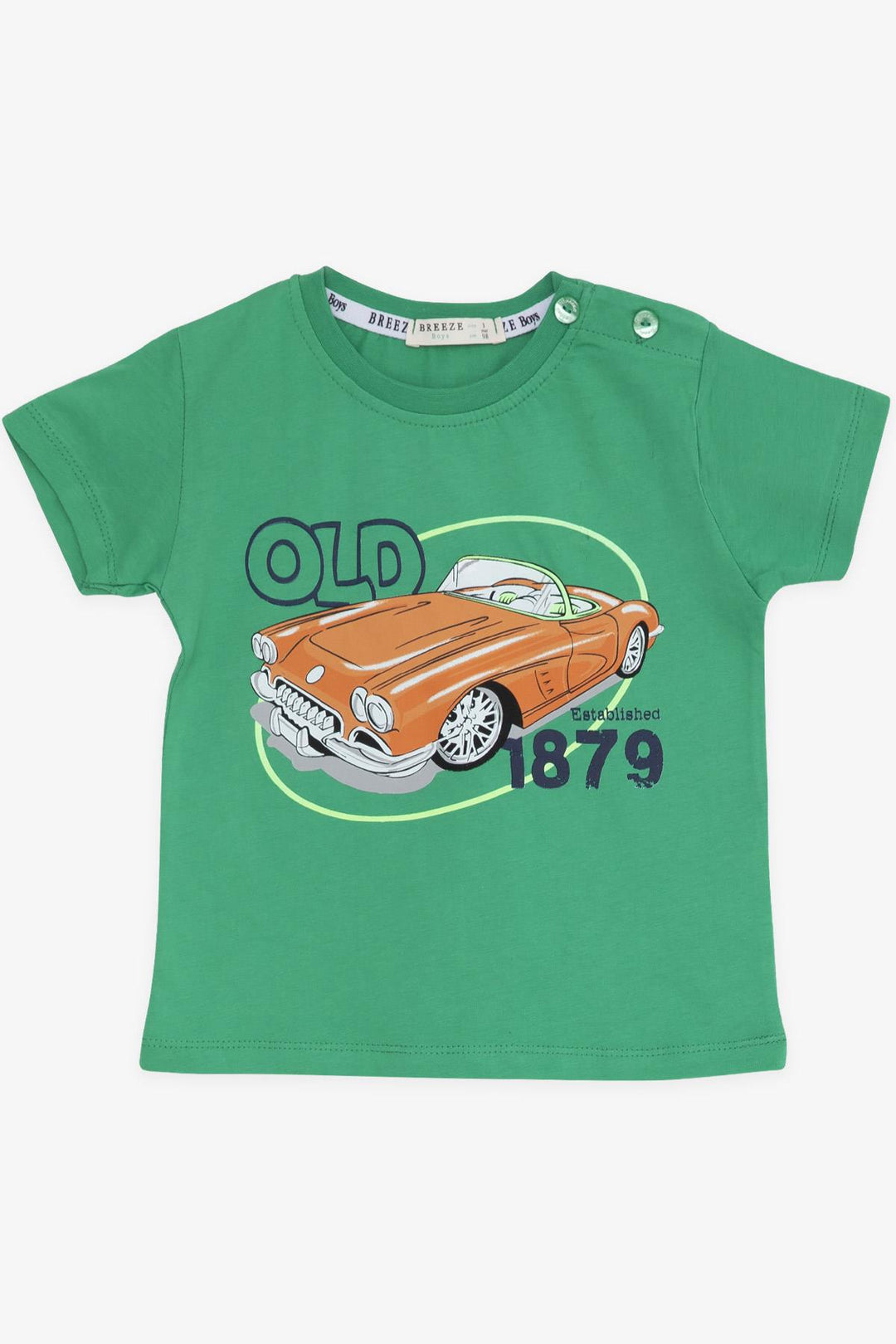 BRE Breeze Girls & Boys Boys' Shorts Set Antique Car Themed 1.5-5 Years, Green - Pinto