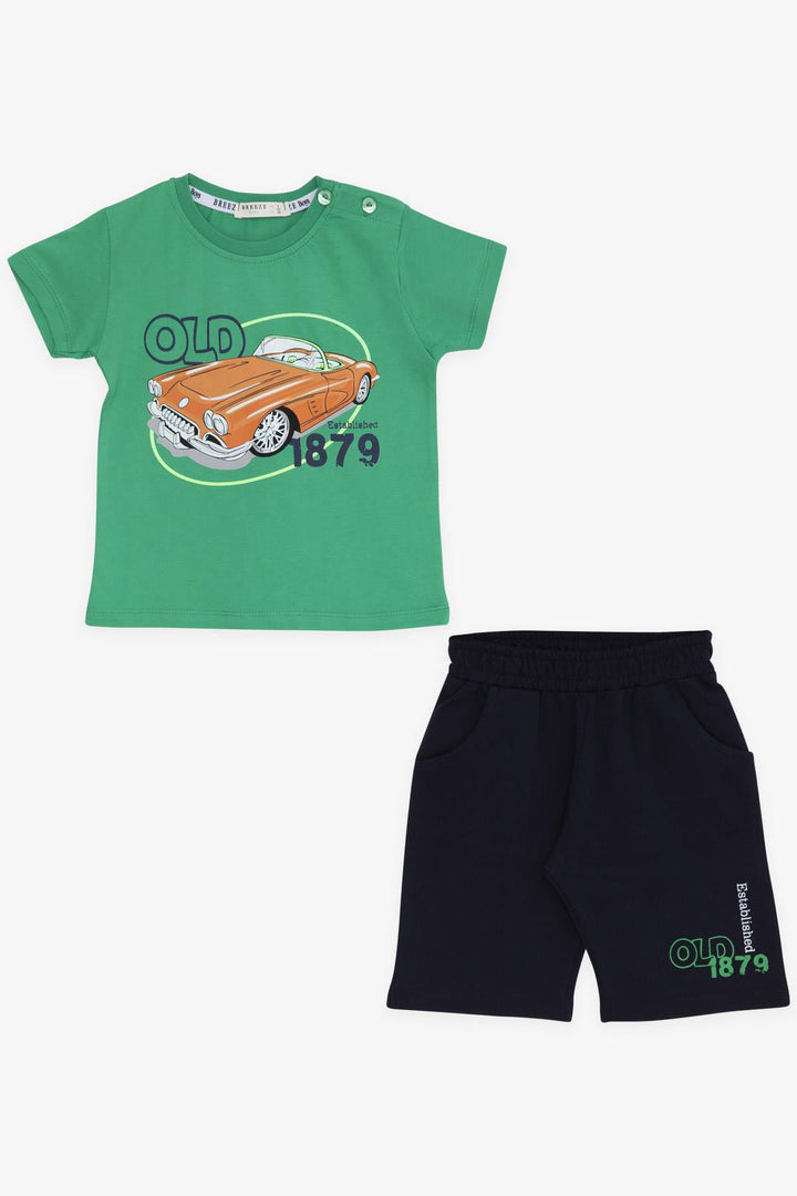 BRE Breeze Girls & Boys Boys' Shorts Set Antique Car Themed 1.5-5 Years, Green - Pinto