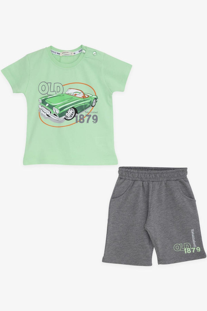 BRE Breeze Girls & Boys Boys' Shorts Set Antique Car Themed 1.5-5 Years, Pistachio Green - Basingstoke