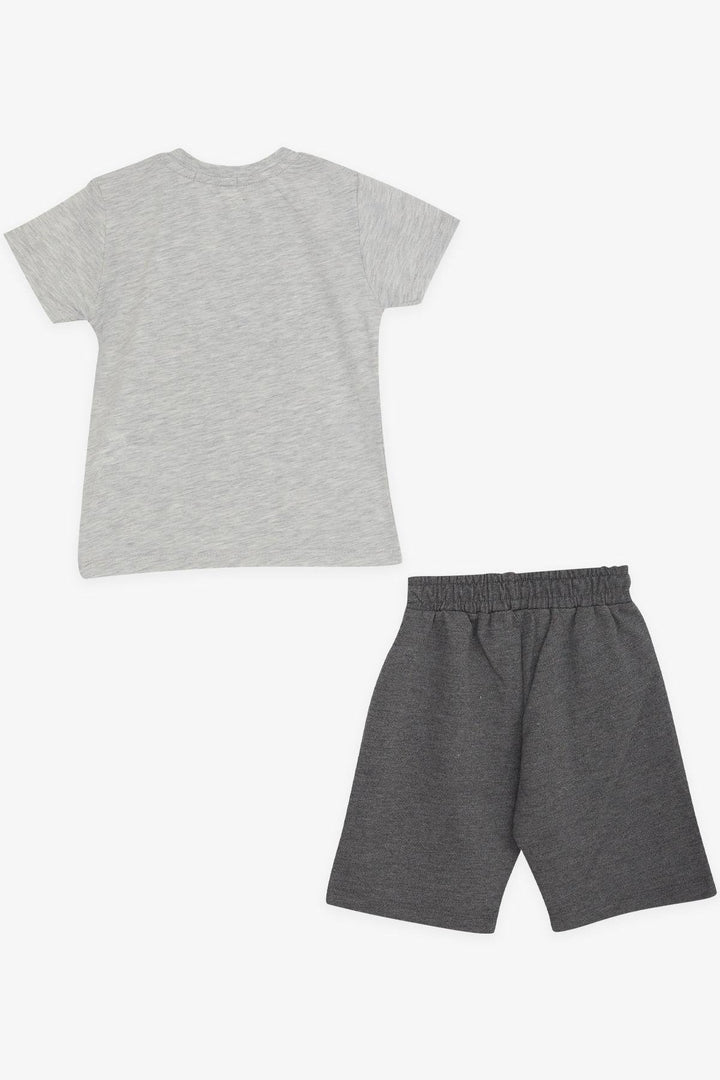 BRE Breeze Boys' Short Set with Car Print 1-4 Years, Light Grey Melange - New Brunswick