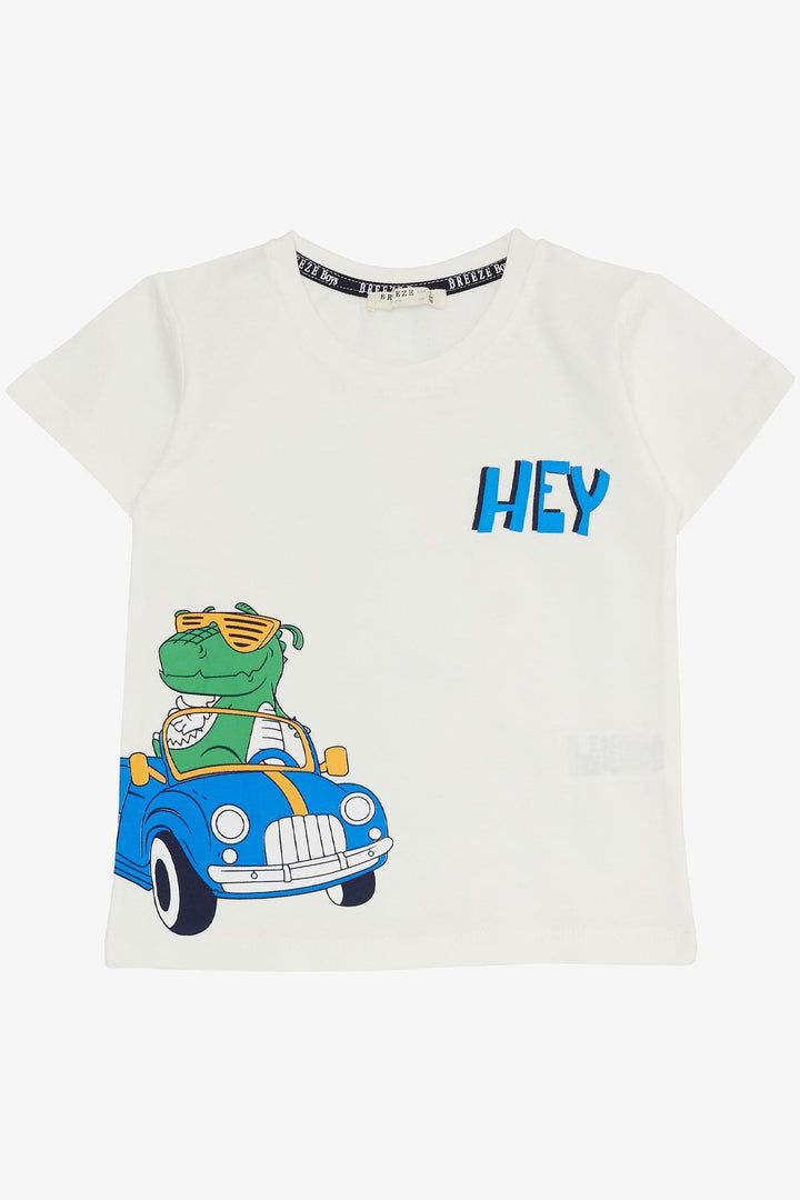 BRE Breeze Boys' Shorts Set Cool Dinosaur Printed with Car Driving 1.5-5 Years, Beige - Chambéry