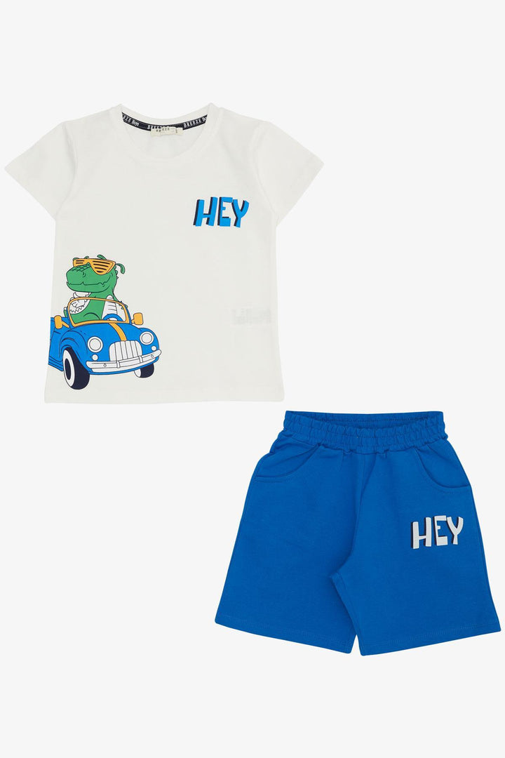 BRE Breeze Boys' Shorts Set Cool Dinosaur Printed with Car Driving 1.5-5 Years, Beige - Chambéry