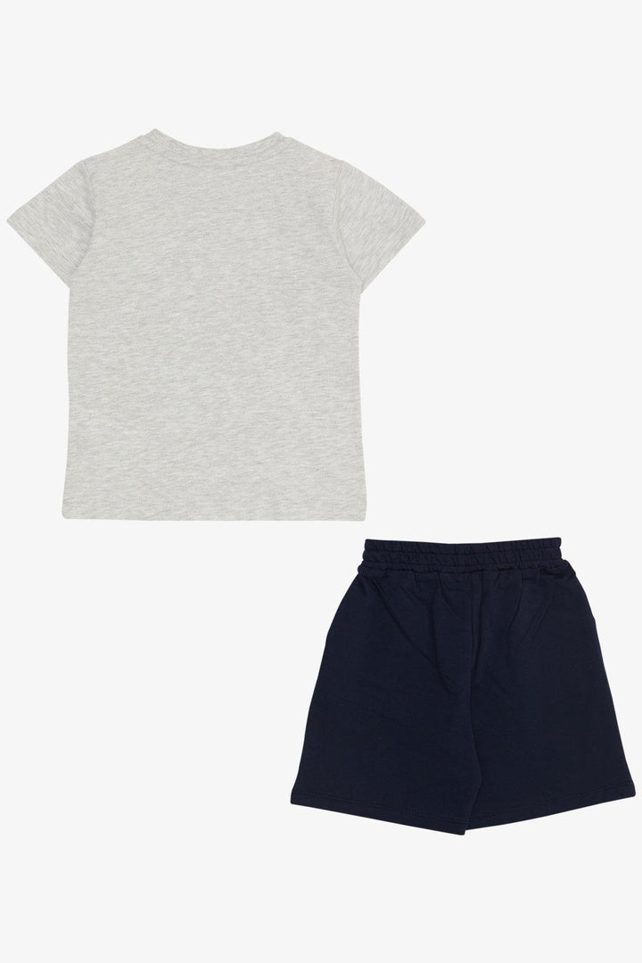 BRE Breeze Boys' Shorts Set with Crocodile Printed Shoes, 2-6 Years, Light Grey Melange - Radebeul