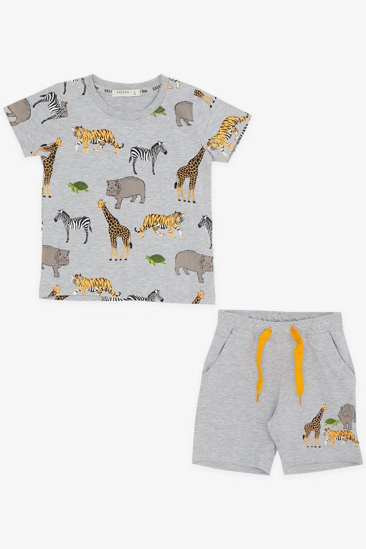 BRE Breeze Boys' Shorts Set Printed 2-6 Years, Grey Melange - Woodbridge