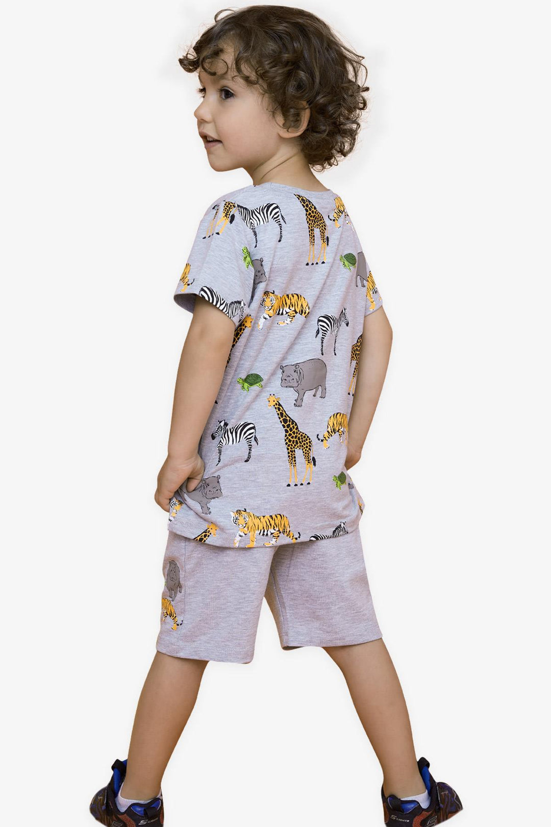 BRE Breeze Boys' Shorts Set Printed 2-6 Years, Grey Melange - Woodbridge