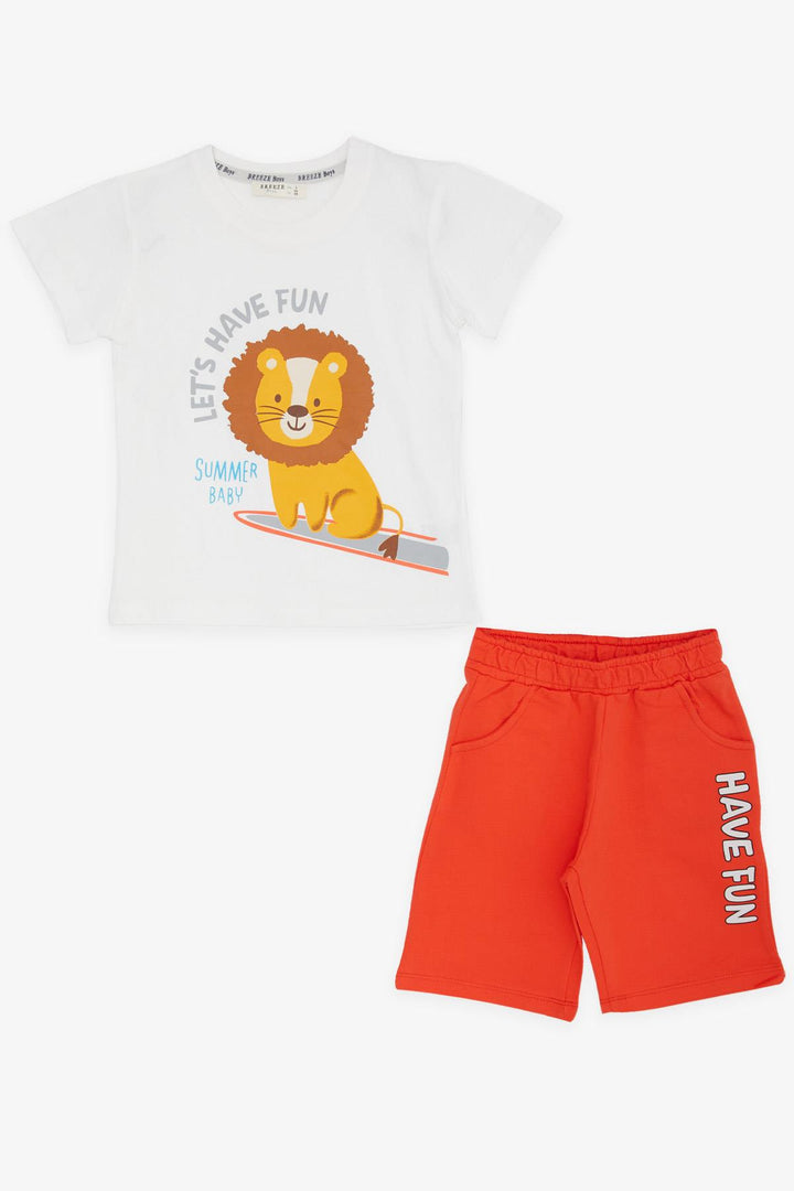 BRE Breeze Boy's Shorts Set Baby Lion Printed 1-4 Years, Ecru - Frisco