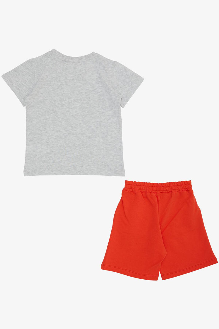 BRE Breeze Boys' Shorts Set Crazy Dinosaur Printed 1.5-5 Years, Light Grey Melange - Monopoli