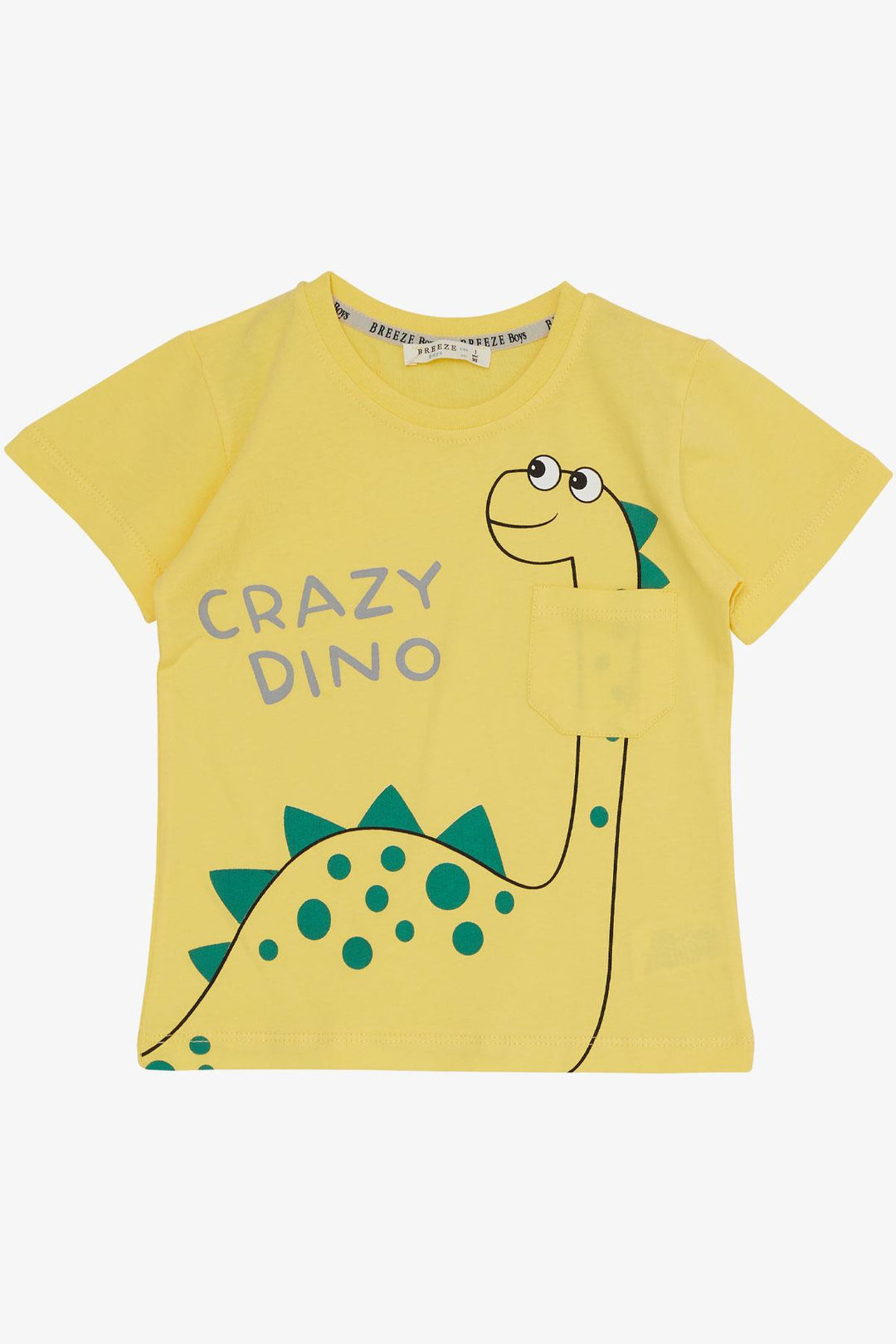 BRE Breeze Boys' Shorts Set with Crazy Dinosaur Print, 1.5-5 Years, Yellow - Wageningen