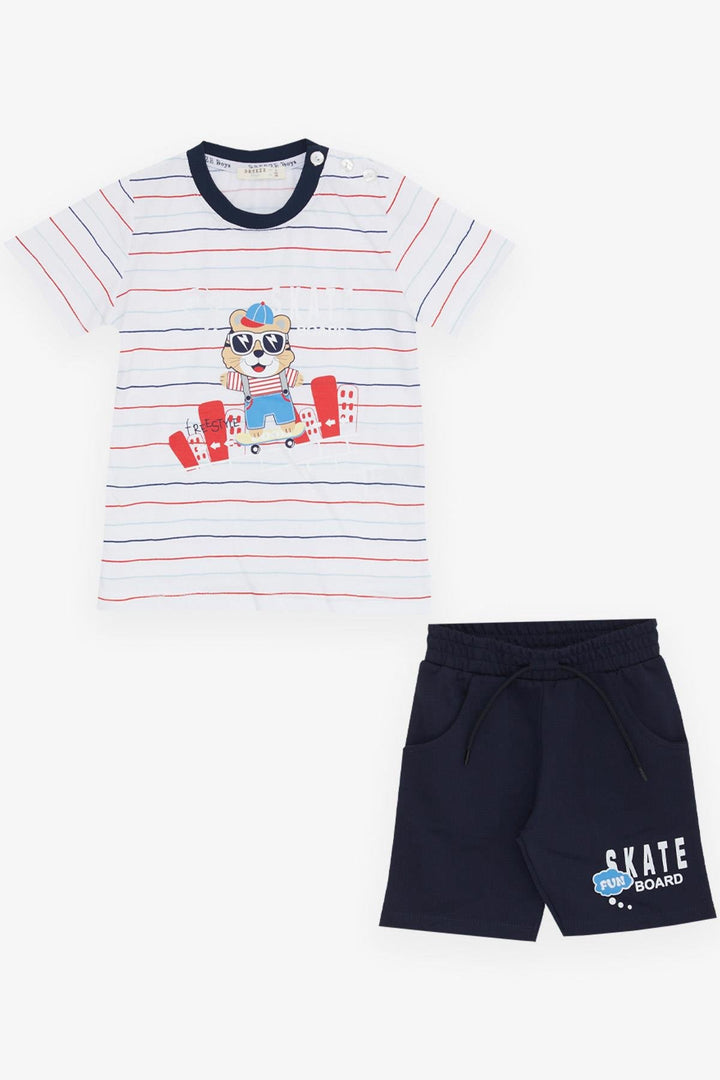 BRE Breeze Girls & Boys Boys' Shorts Set Striped Cool Animal Printed 1.5-5 Years, White - Nieuwegein