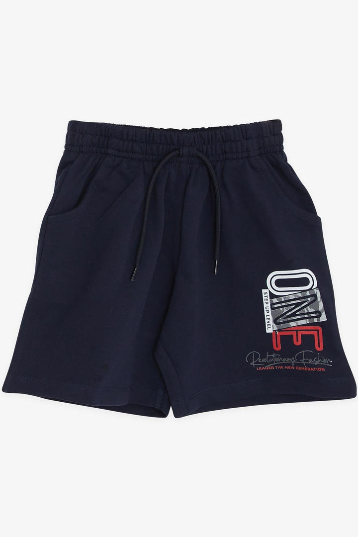 BRE Breeze Boys' Short Set Striped with Printed Writing 2-6 Years, White - Zihuatanejo