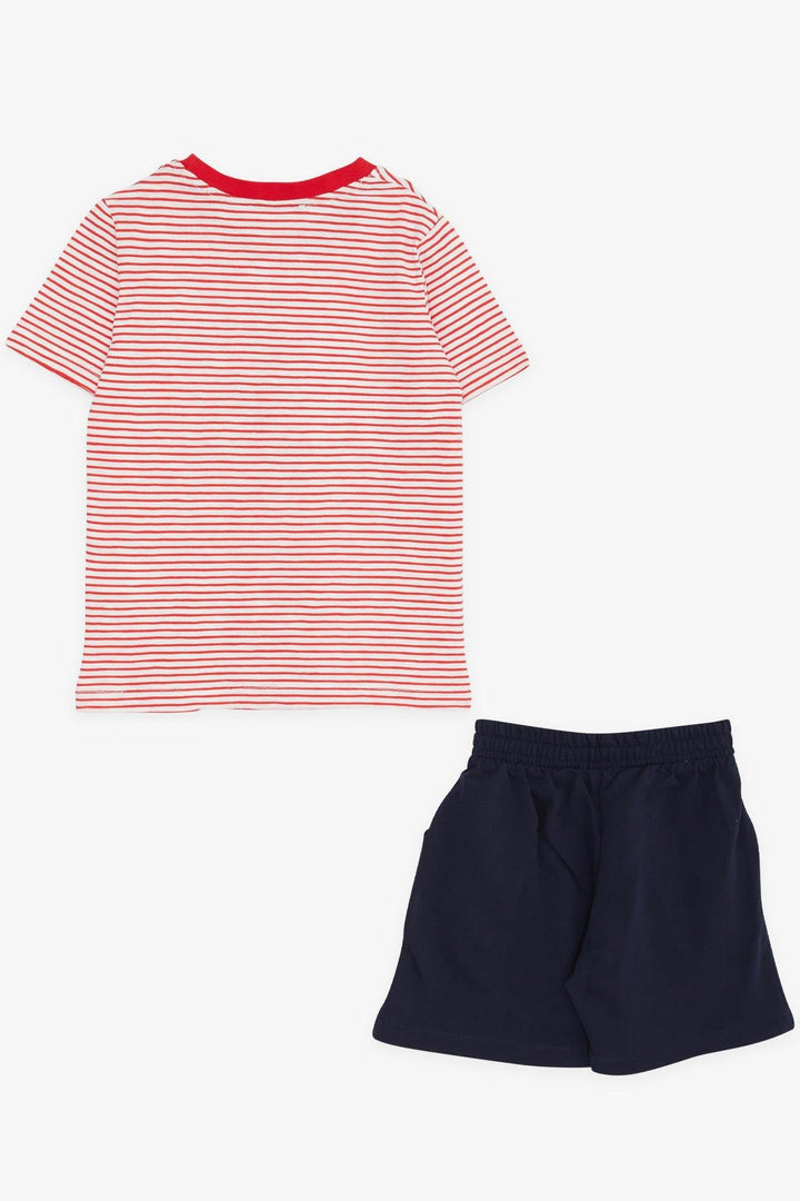 BRE Breeze Boys' Short Set Striped with Printed Writing 2-6 Years, Red - Mataró