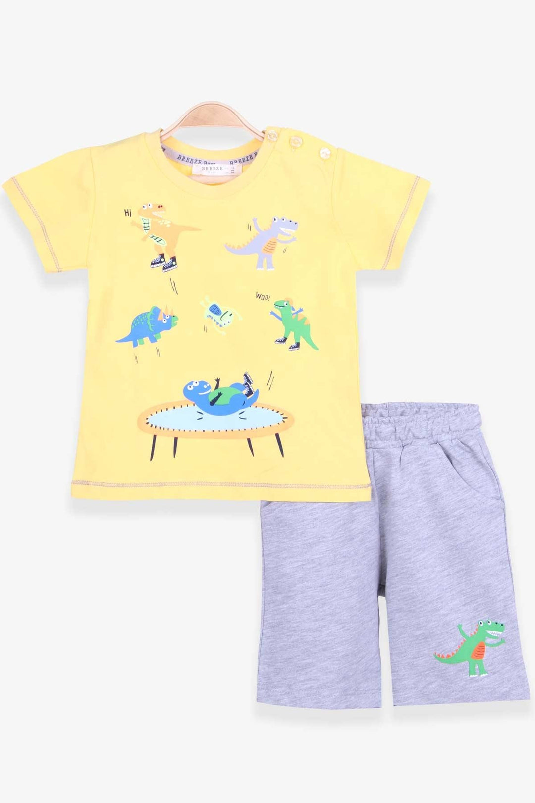 BRE Breeze Boys' Shorts Set with Dinosaur Print, 1.5-5 Years, Yellow - Oldenburg