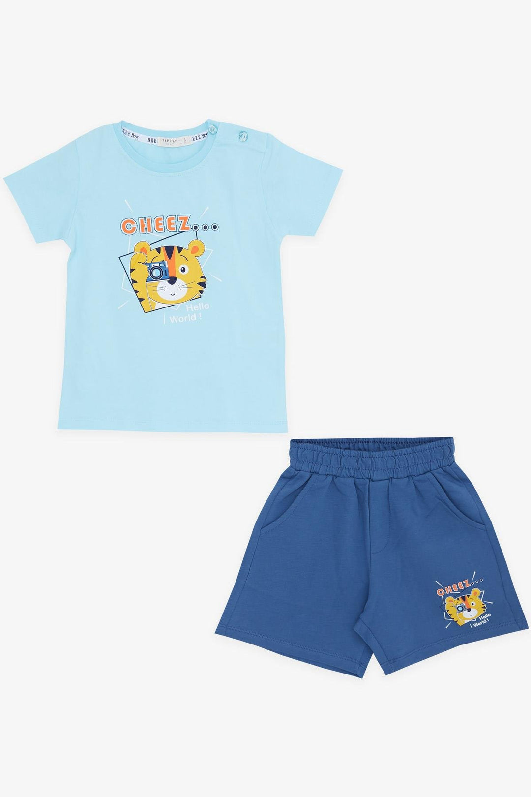 BRE Breeze Girls & Boys Boys' Shorts Set Photographer Lion Printed 1-4 Years, Light Blue - Iaşi