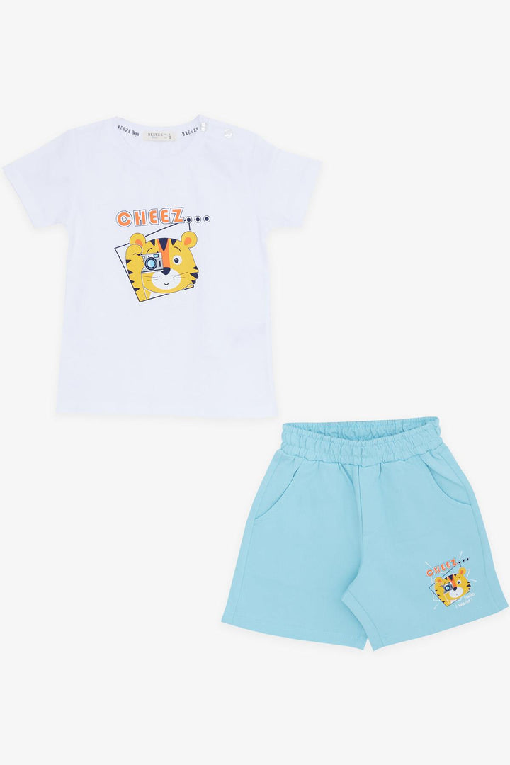 BRE Breeze Girls & Boys Boys' Shorts Set Photographer Lion Printed 1-4 Years, White - Westmont