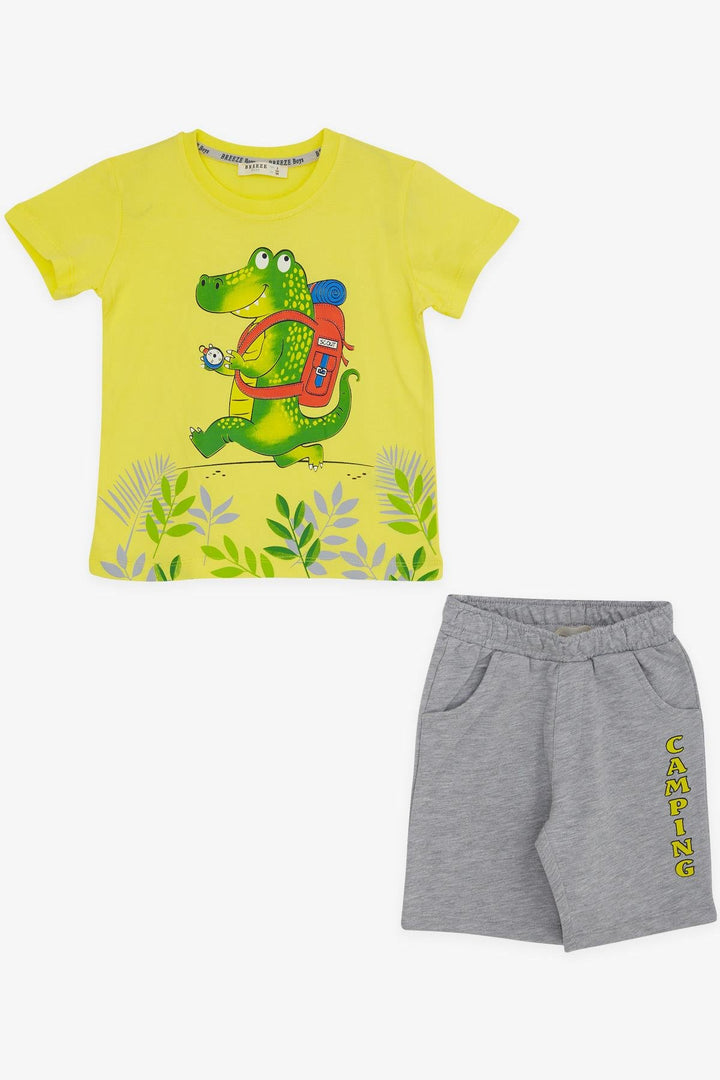 BRE Breeze Boys' Shorts Set Camper Crocodile Printed 2-6 Years, Neon Yellow - Nova Kakhovka