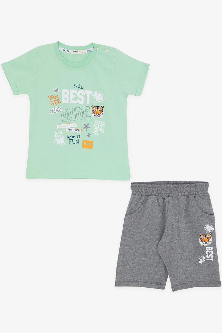 BRE Breeze Girls & Boys Boys' Shorts Set Tiger Printed 1-4 Years, Aqua Green - Lacey