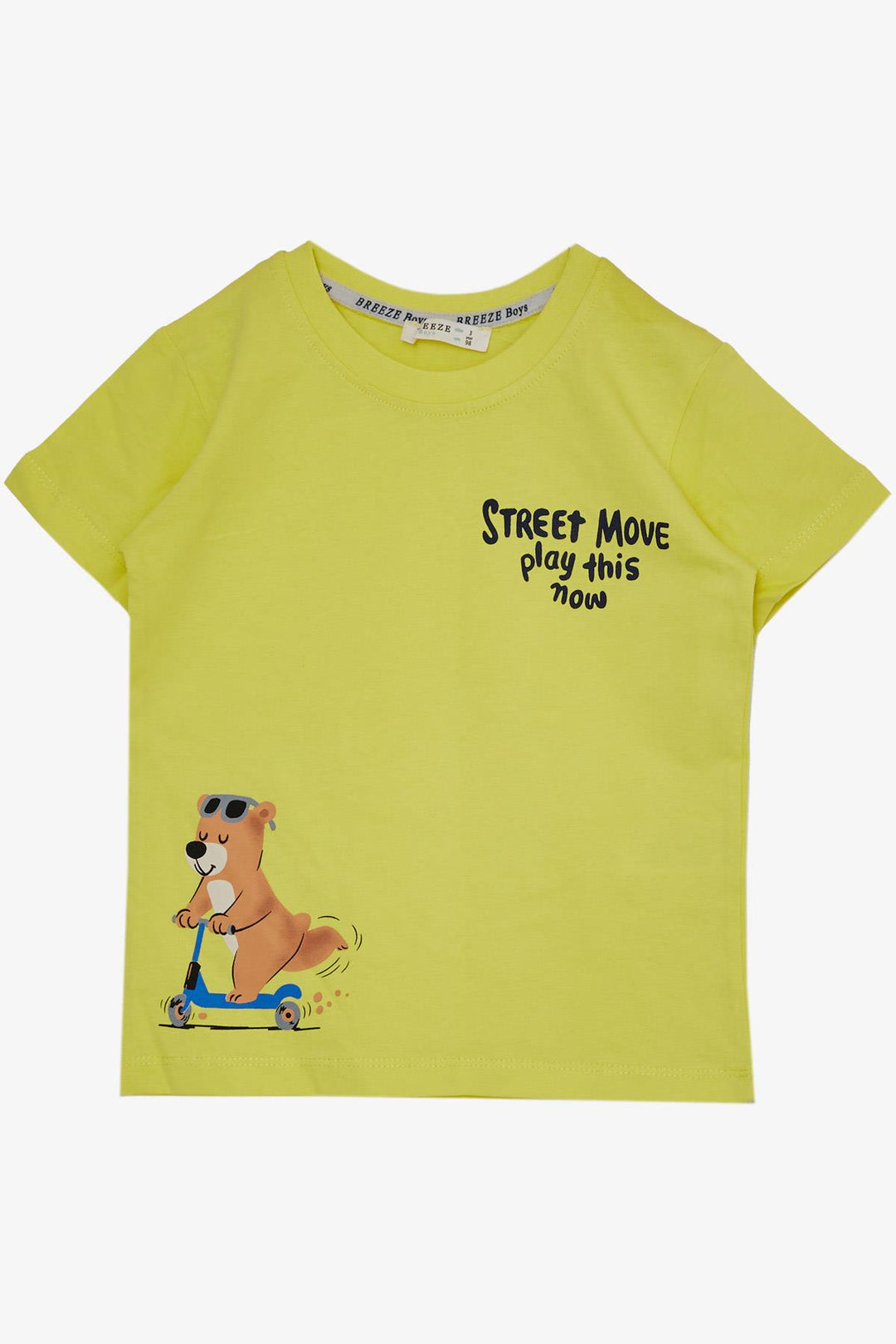 BRE Breeze Girls & Boys Boys' Shorts Set Skateboarder Bear Printed 2-6 Years, Yellow - Saint-Denis