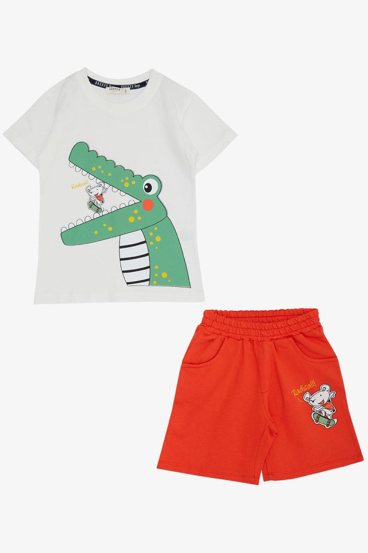 BRE Breeze Boys' Shorts Set Skateboarding Mouse & Cute Crocodile Printed 2-6 Years, Ecru - Zhlobin