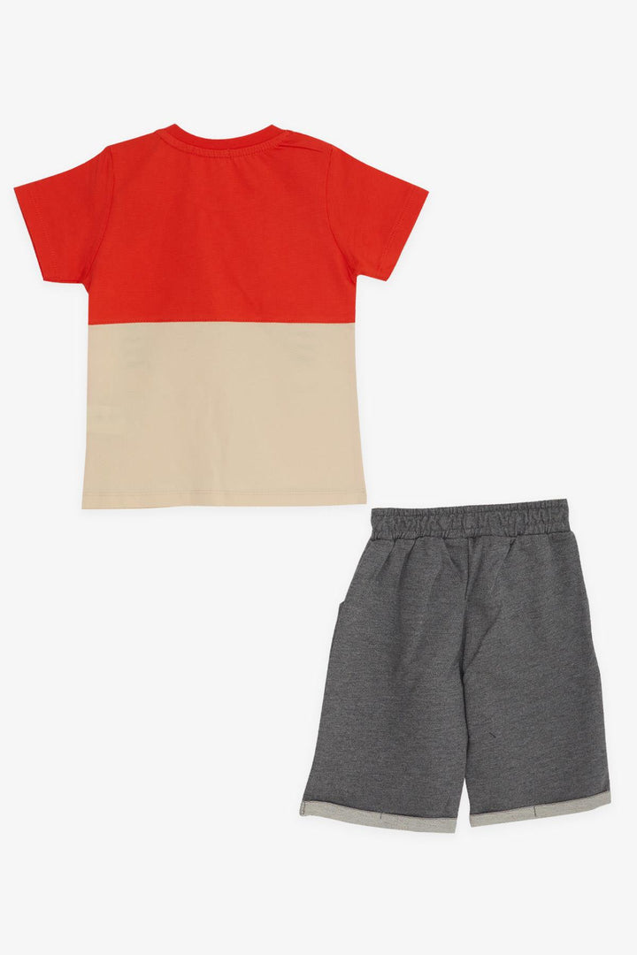 BRE Breeze Boys' Shorts Set with Cat Print, 1-4 Years, Terracotta - Oaxaca