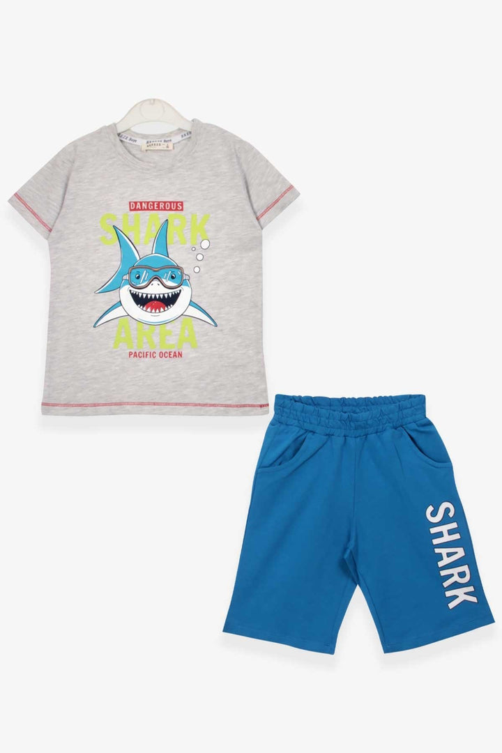 BRE Breeze Boys' Shorts Set with Shark Print, 1.5-5 Years, Light Grey Melange - St. Louis