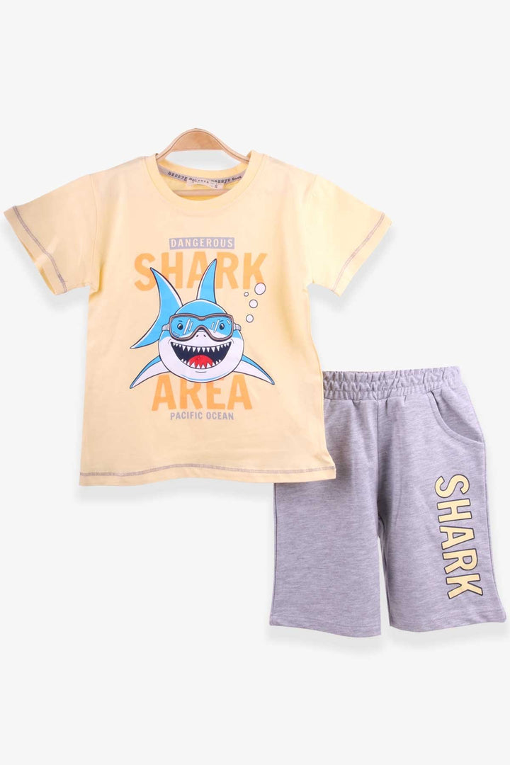 BRE Breeze Boys' Shorts Set with Shark Print, 1.5-5 Years, Yellow - Kavála