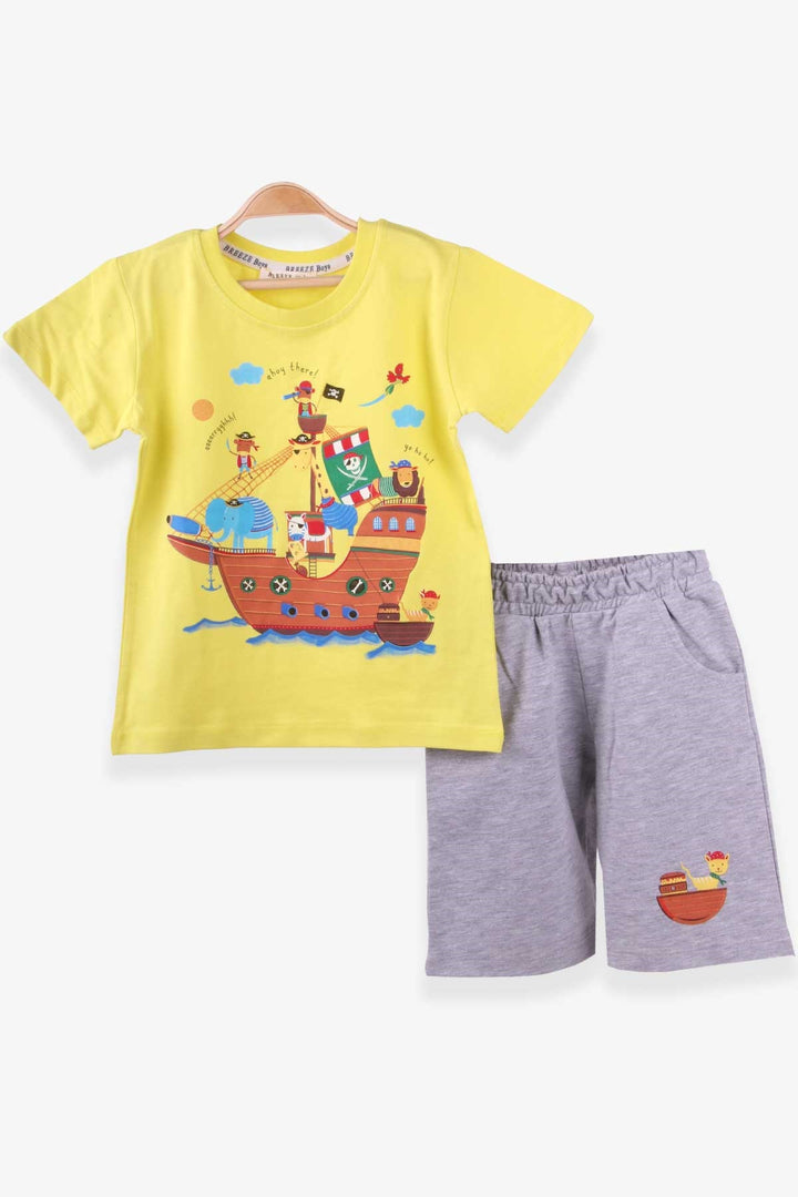 BRE Breeze Boys' Shorts Set Pirate Animals Printed 1-4 Years, Yellow - Oswego