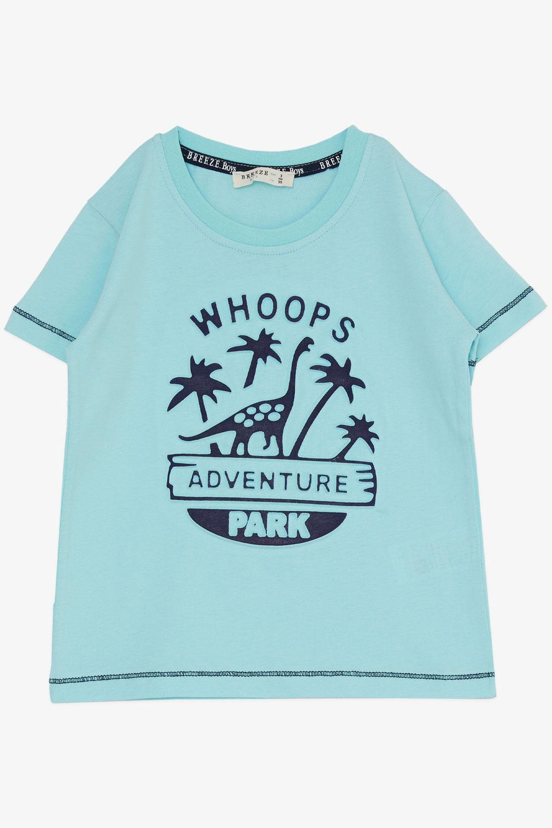 BRE Breeze Boys' Shorts Set Adventure Park Dinosaur Printed Embossed Written 2-6 Years, Light Blue - Coventry