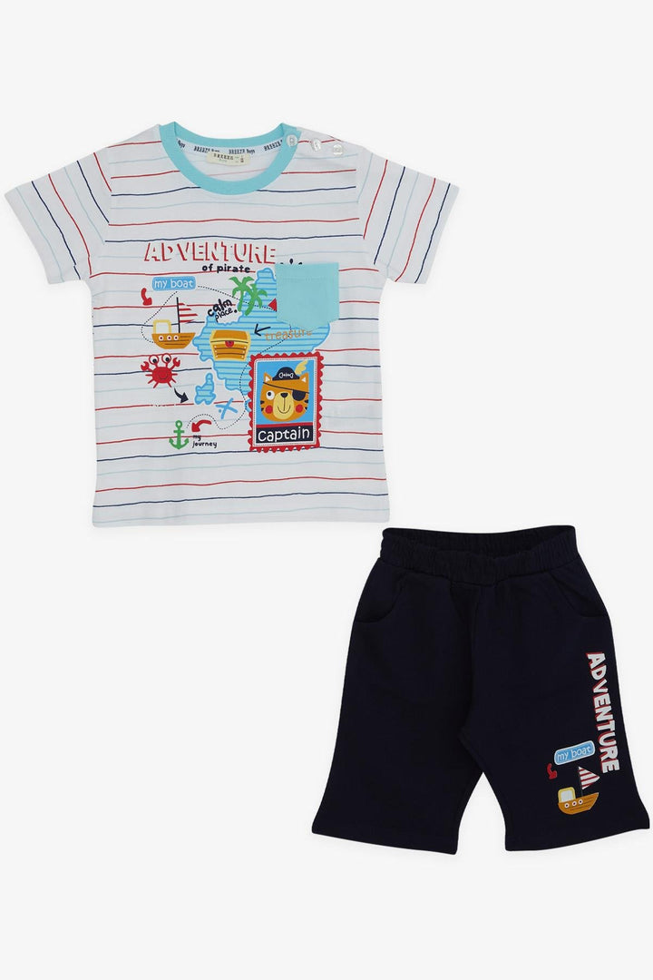 BRE Breeze Boys' Shorts Set Adventure Island Printed 1.5-5 Years, Beige - Keizer