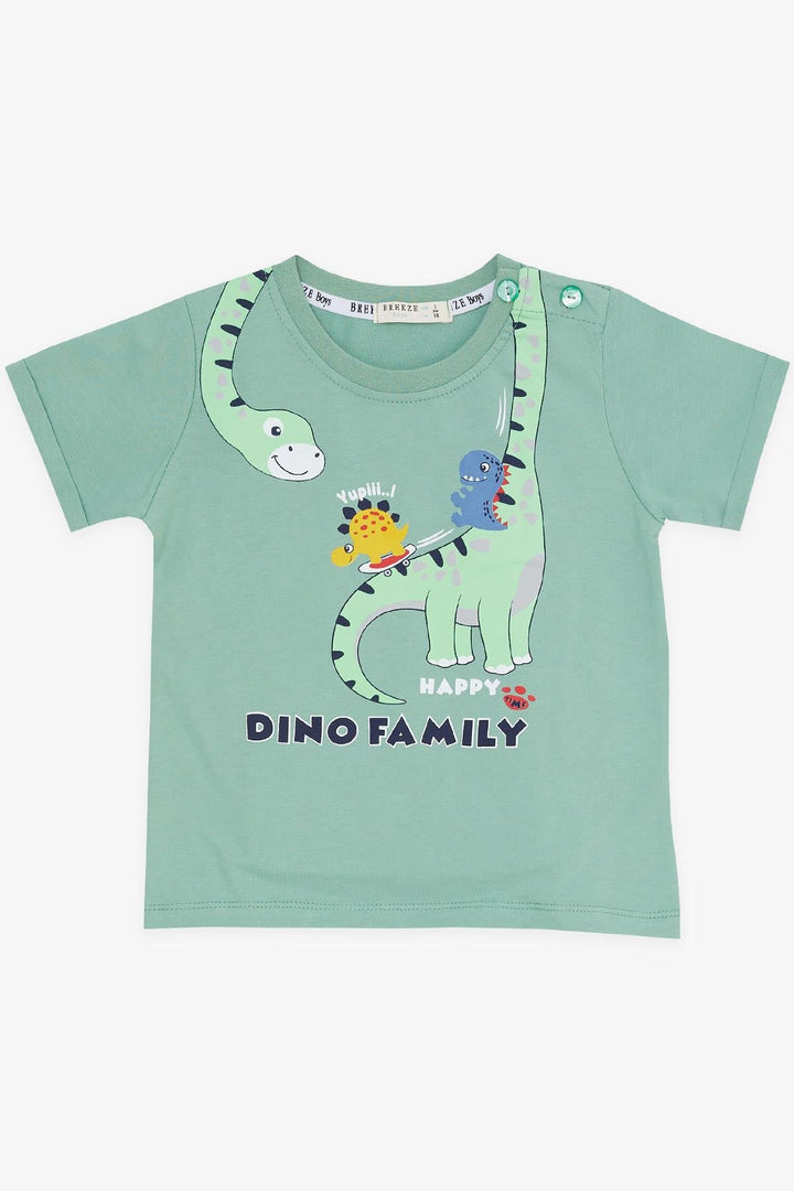 BRE Breeze Girls & Boys Boys' Shorts Set Happy Dinosaur Family Printed 1-4 Years, Mint Green - Chilliwack