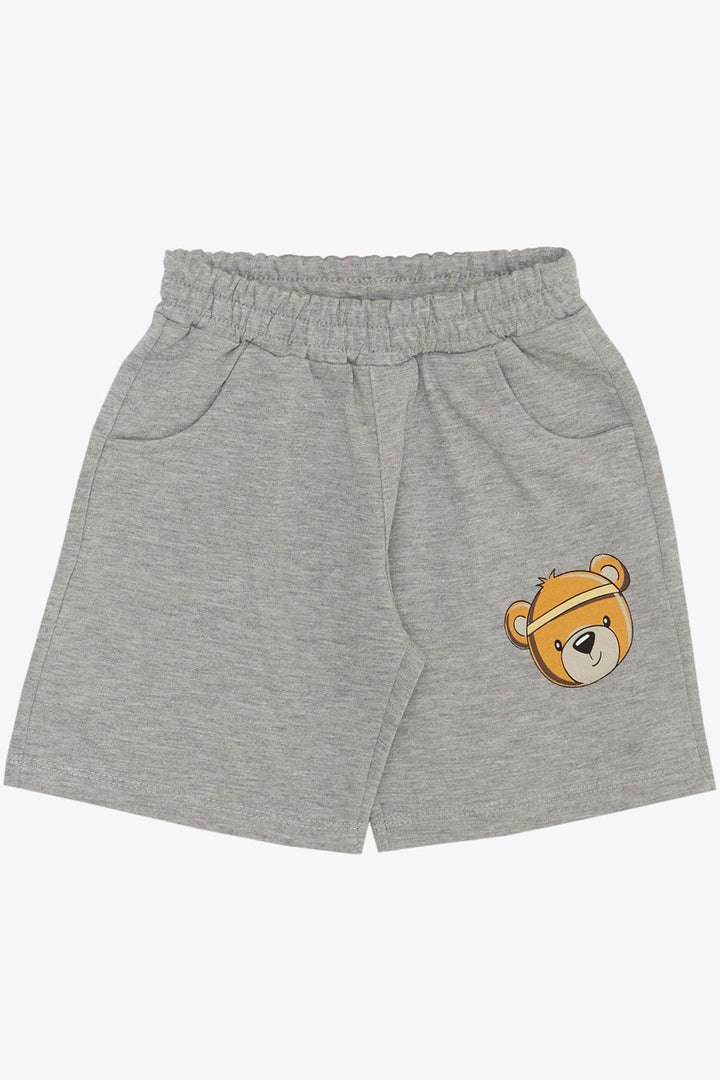 BRE Breeze Boys' Shorts Set Happy Team Themed Bear Printed 2-6 Years, Yellow - Lacey