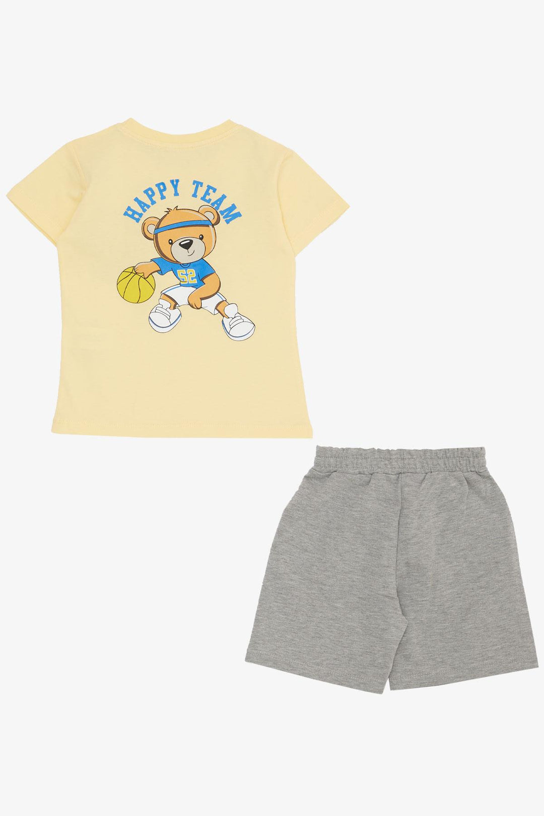 BRE Breeze Boys' Shorts Set Happy Team Themed Bear Printed 2-6 Years, Yellow - Lacey