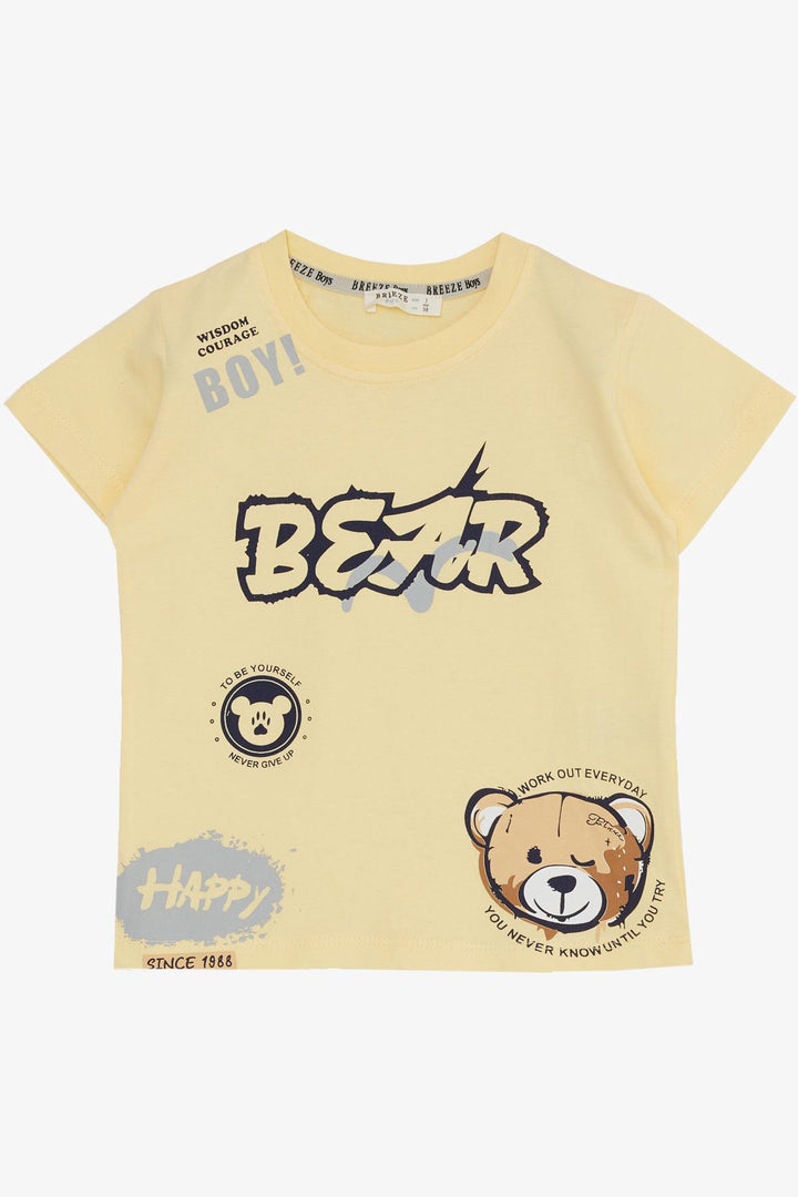 BRE Breeze Boys' Shorts Set with Happy Bear Print, 2-6 Years, Yellow - Bartlesville