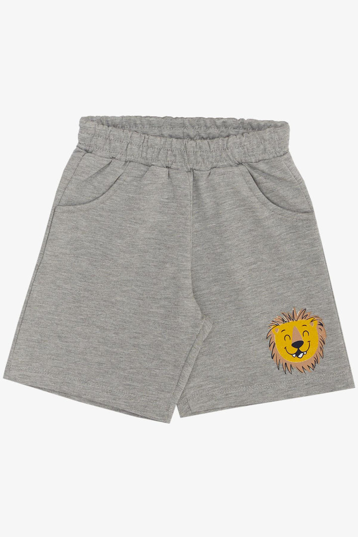 BRE Breeze Boys' Shorts Set with Cheerful Animal Print Pocketed 1.5-5 Years, Pistachio Green - Commerce City