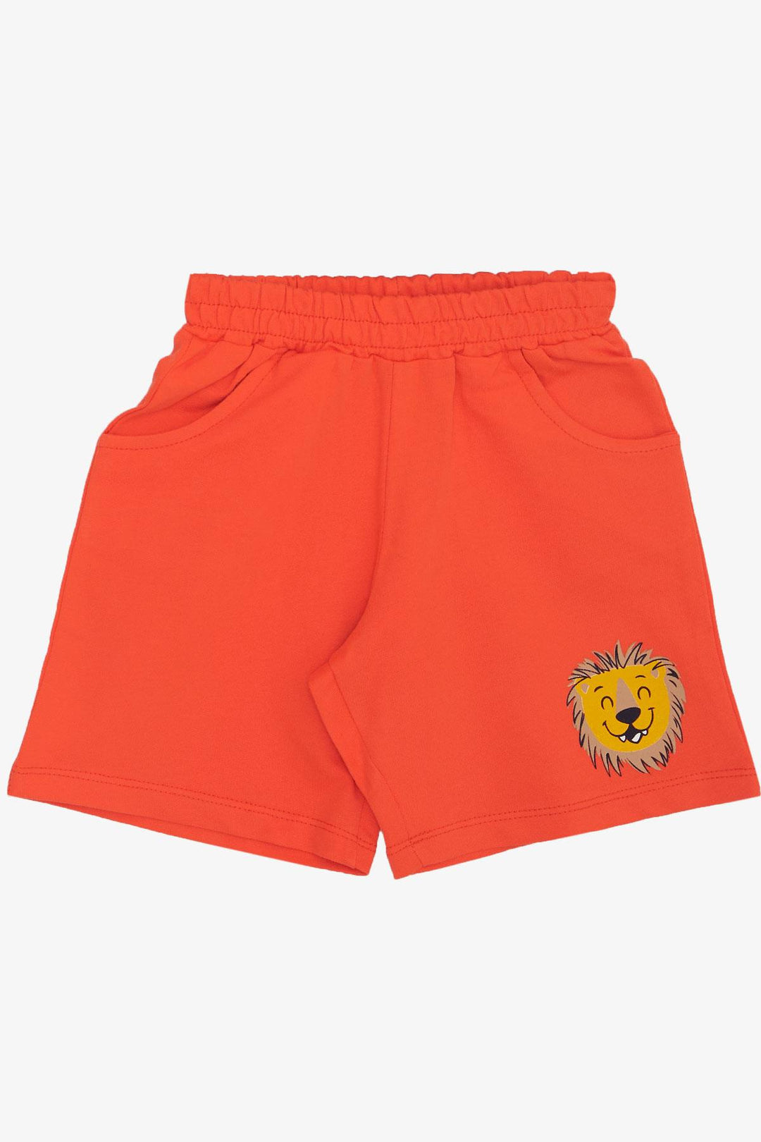 BRE Breeze Boys' Shorts Set with Cheerful Animal Print Pockets, 1.5-5 Years, Beige - Rezé