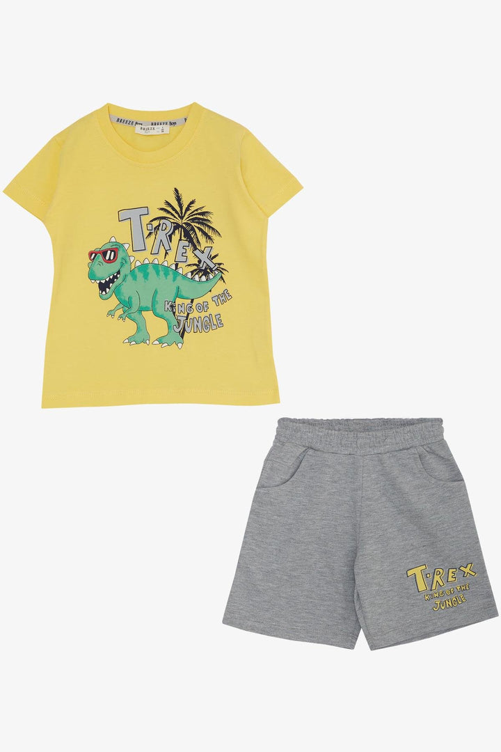 BRE Breeze Boys' Shorts Set King of the Forest Dinosaurs Printed 1.5-5 Years, Yellow - Lagkadás