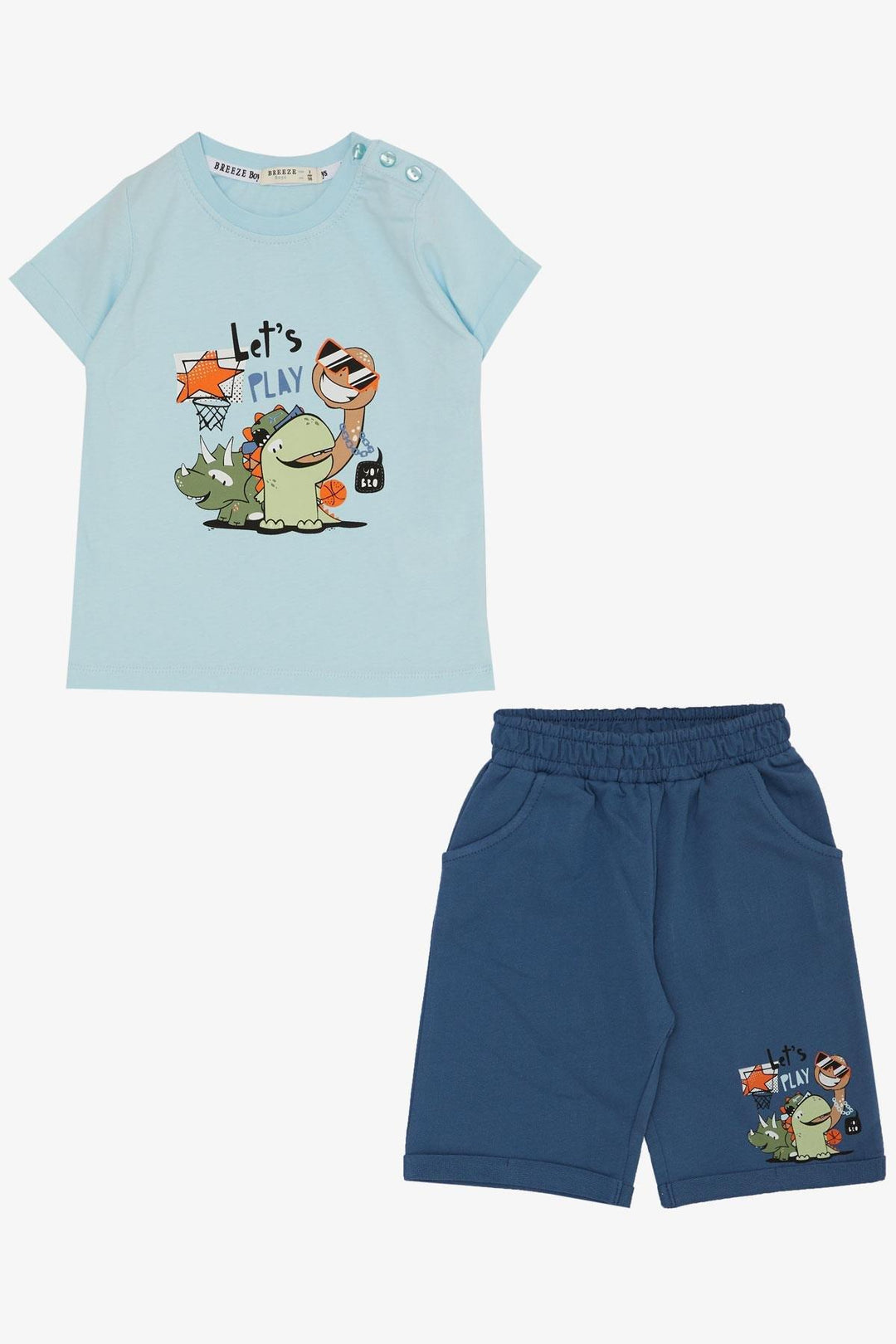 BRE Breeze Boys' Shorts Set Playtime Happy Animals Printed 1-4 Years, Light Blue - Chilliwack