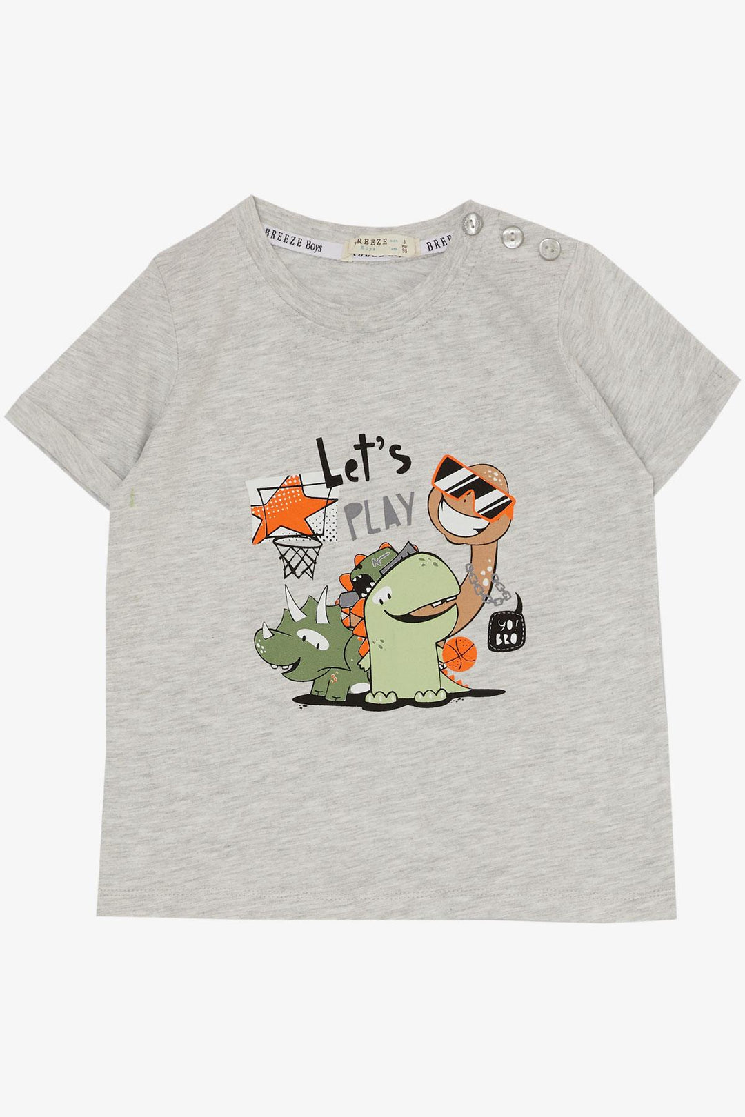 BRE Breeze Boys' Shorts Set Playtime Happy Animals Printed 1-4 Years, Light Grey Melange - Nettetal