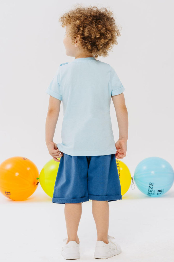 BRE Breeze Boys' Shorts Set Playtime Happy Animals Printed 1-4 Years, Light Blue - Chilliwack