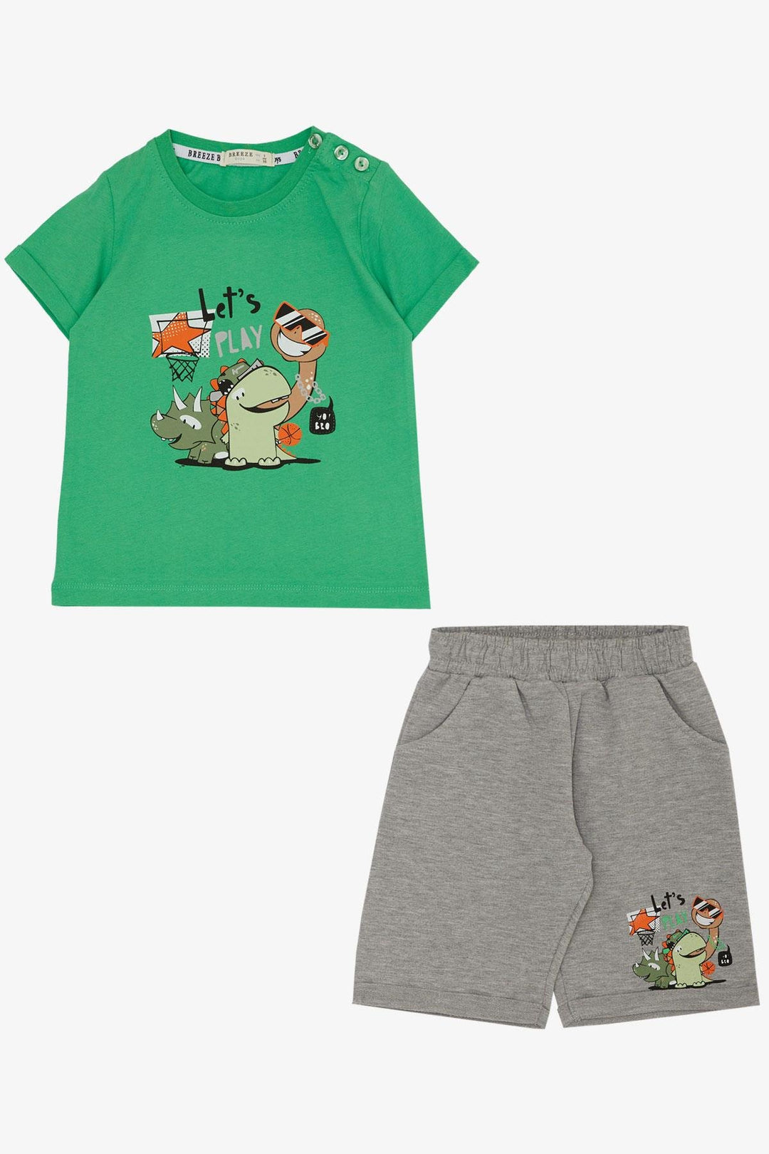 BRE Breeze Boys' Shorts Set Playtime Happy Animals Printed 1-4 Years, Green - Mazarrón