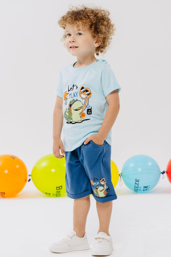 BRE Breeze Boys' Shorts Set Playtime Happy Animals Printed 1-4 Years, Light Blue - Chilliwack