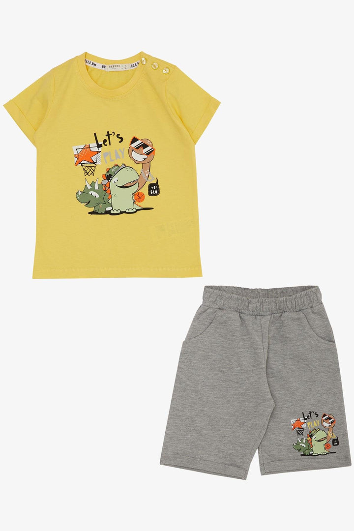 BRE Breeze Boys' Shorts Set Playtime Happy Animals Printed 1-4 Years, Yellow - Bragadiru